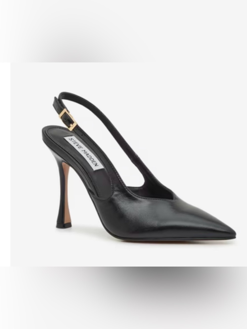 Steve Madden Black Leather Slingback Pointed Toe Heel